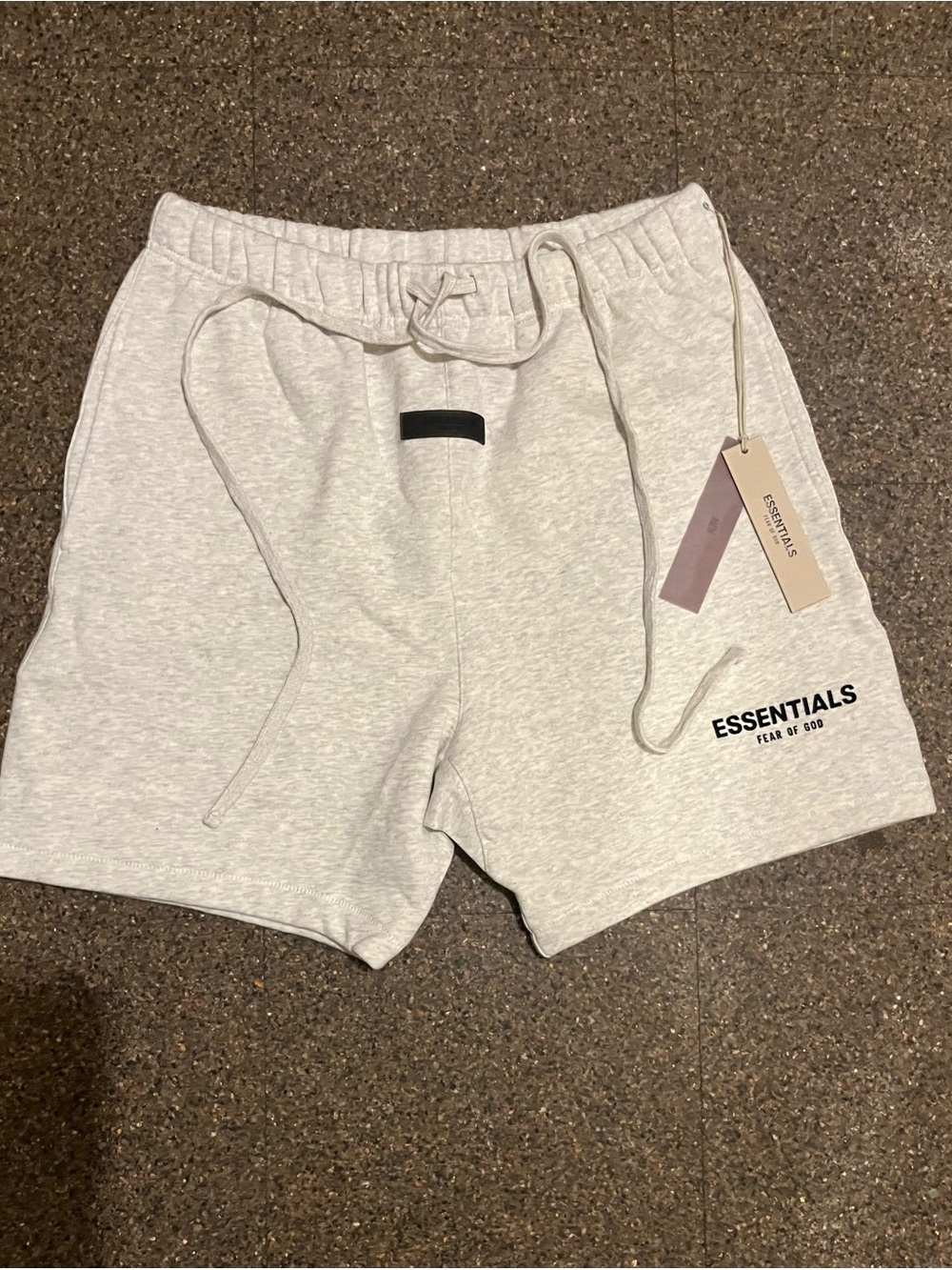 Essentials Men's Heather Light Gray Logo Sweat Shorts